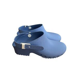 Calzuro Women 35-36 US 6.5-7 Light Blue Heel Strap Classic Without Holes Clogs
